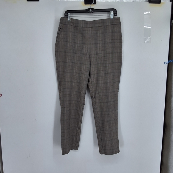Hilary Radley Pants - Hilary Radley Large Tan Checkered Pants
